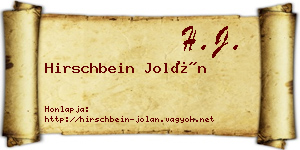 Hirschbein Jolán névjegykártya